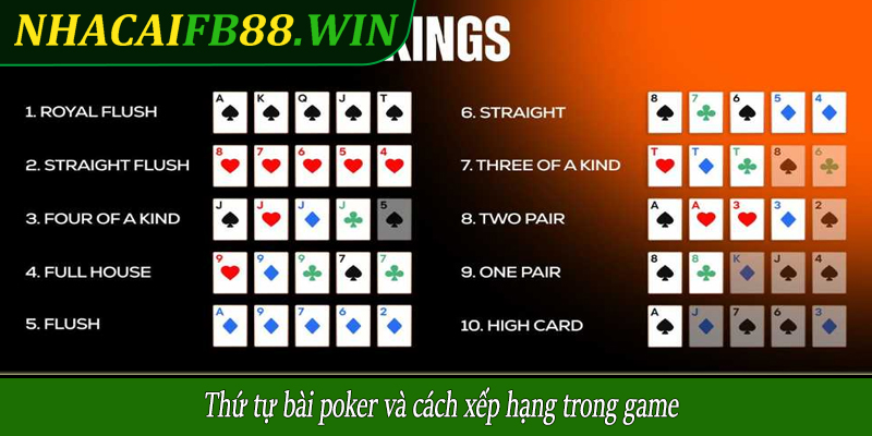 Thứ tự bài poker và cách xếp hạng trong game